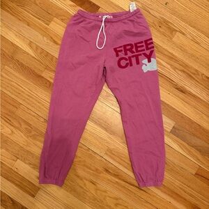Free City cotton Joggers in Pink with Logo